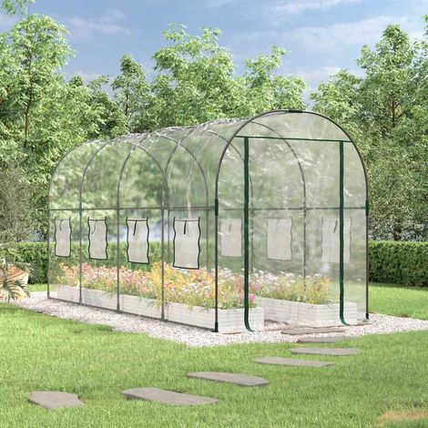 Serre de Jardin Serre d'hivernage Serre tunnel Transparent 160x400x190 cm PVC et acier enduit de poudre NSME4327 (1/5)