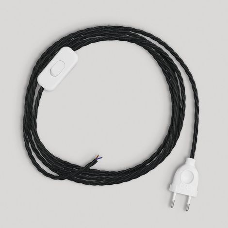 creative cables - Cablaggio per Lampada, Cavo TC04 Cotone Nero 1,80 m. Scegli Il Colore dell'interuttore e della Spina. - Bianco