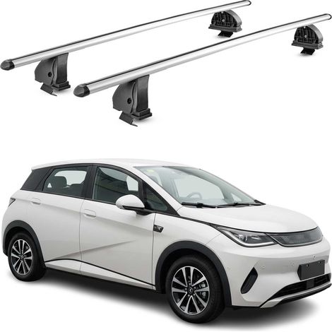OMAC Barres de toit transversales en aluminium pour BYD Dolphin 2023-2026 – TÜV / DIN 75302:2019 – Antivol inclus – Charge max 75 kg – 2 barres – Gris (1/5)