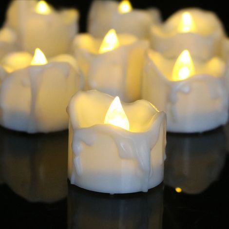 Bougie LED - Fonction Minuterie - Effet Mèche Réaliste - Décoration Noël Mariage Fête Église - Lot de 12 (1/2)
