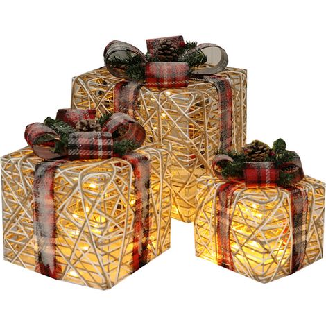 Coffrets cadeaux lumineux à piles, 3 pièces, cadeau lumineux pour la décoration d'arbre de noël (1/5)