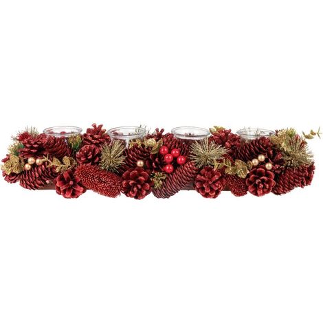 Ikebana MagicHome Weihnachten, natürlich, rot, Advents-, 50x16x9 cm (1/2)
