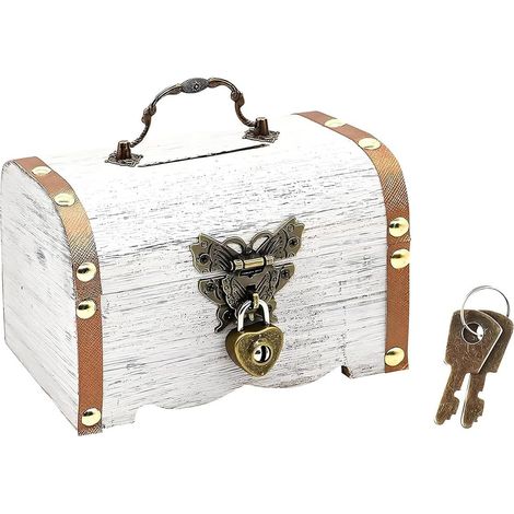Coffre au trésor en bois pour anniversaires, mariages, loisirs créatifs, bijoux et décoration intérieure (1/5)