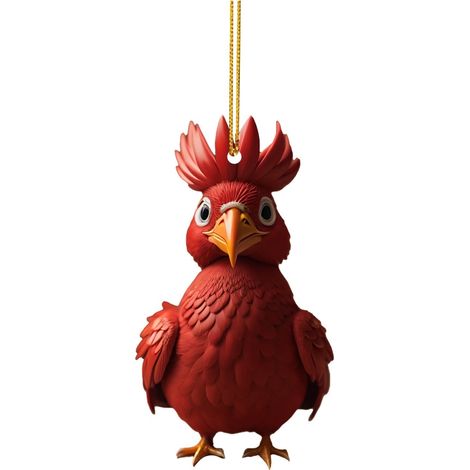 Pendentif Coq Dessin Anime - Decoration Arbre Noel - Suspension Fenetre Porte Salle De Sejour - Usage Multiple Intérieur Extérieur - 1 Piece (1/5)