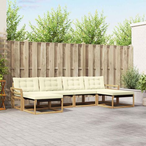 vidaXL Outdoor-Sofagarnitur 6 Stk. Weiß und Creme (1/5)