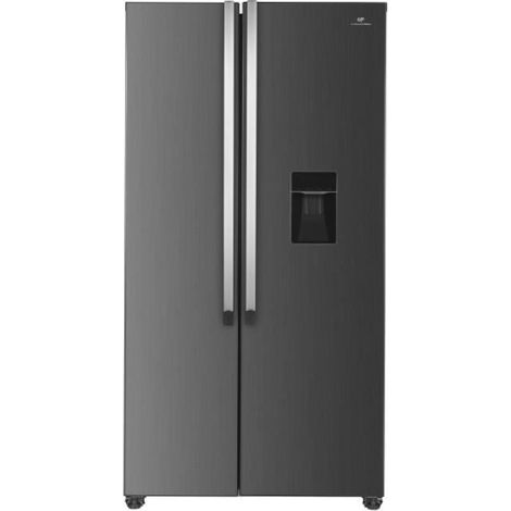 Continental Edison – Réfrigérateur américain 2 portes 529L – Congélateur en bas – L90 x H177 cm – Inox – Moteur inverter silencieux – Distributeur d'eau 2,5L