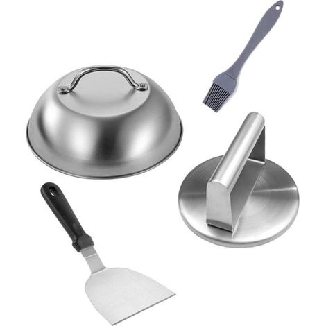 Presse à Hamburgers en Acier Inoxydable 4 Pièces Poignée Ergonomique Moule à Steaks Hachés Manuel Accessoire Cuisine pour Barbecue et Préparation de Burgers Maison (1/5)