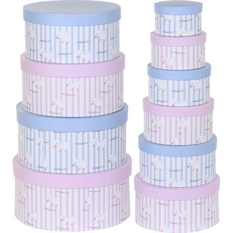 Boîte de rangement en carton ondulé couleurs pastel - Rose pâle et bleu pastel