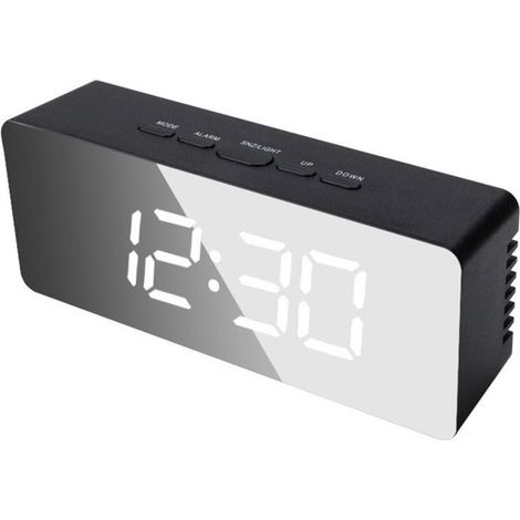 Sveglia digitale,Orologio da tavolo,Sveglia intelligente,snooze e luminosità regolabili,Nero (1/5)