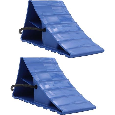 2Pcs Cales de Roue en Caoutchouc, Cales de Pneu avec Poignée Bloc Antidérapant de Voiture Bloc de Roue Antidérapant Bloc de Support de Pneu Aide à Maintenir la Remorque de Voiture RV en Place (1/5)