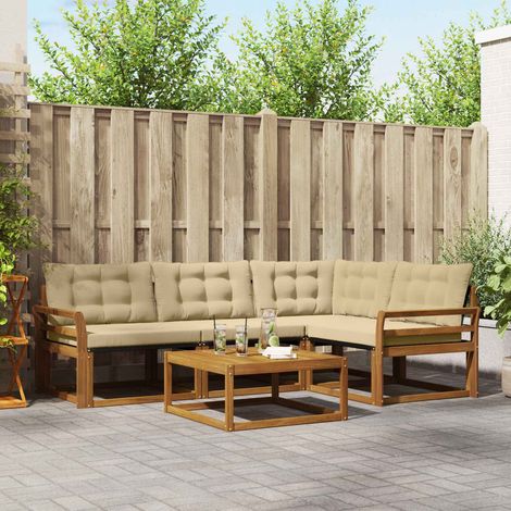 vidaXL Outdoor Sofa Set with Cushion 5 pcs Natural and Beige