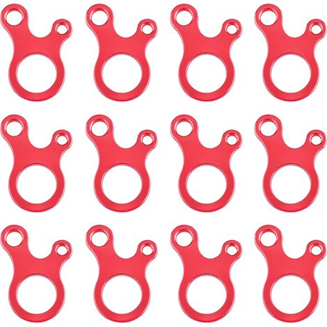 12 tensores de cuerda de aleación de aluminio para camping, ajustadores de cuerda para tiendas de campaña y lonas de senderismo (rojo (forma de caracol)) (1/5)