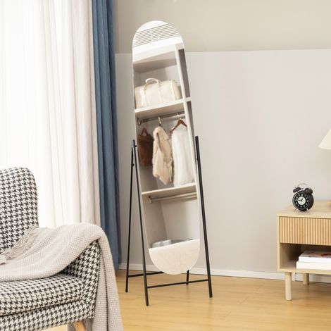 Miroir arqué sur 160x40 cm noir toute la surface sans cadre Pied en métal ou mural