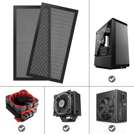 Lot de 2 filtres anti-poussière magnétiques en PVC pour boîtier PC (12 x 24 cm / 12 x 12 cm) - JXLGV (1/4)