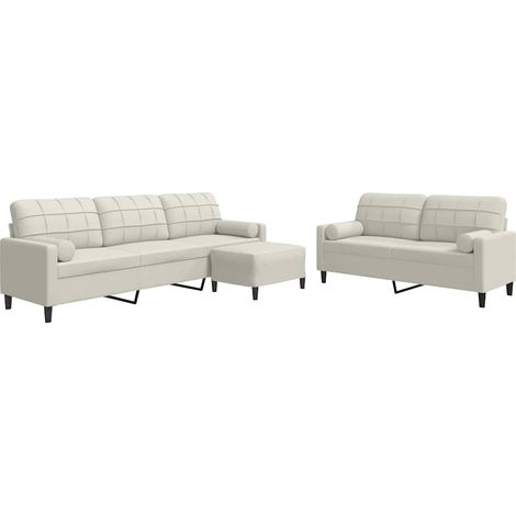 Maison Exclusive - Set di Divani 3 pz con Cuscini e Rinforzi Crema in Velluto
