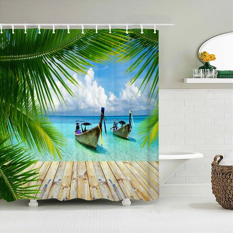 Rideau de douche 180x200 cm imperméable avec crochets