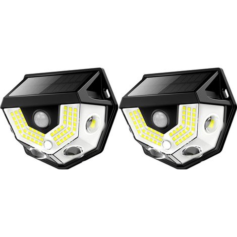 Lampe solaire à détecteur de mouvement, grand angle 270°, étanche IP65, éclairage de sécurité extérieur pour porte d'entrée, cour et garage (lot de 2) (1/5)