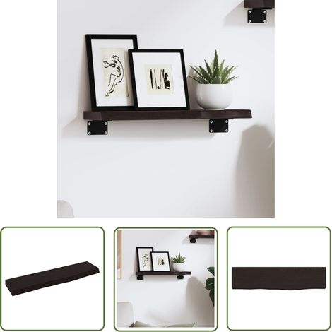 Étagère murale, Étagère flottante, Support mural stable, pour Salon gris foncé 40x10x2 cm bois chêne massif traité ASD93084 (1/5)