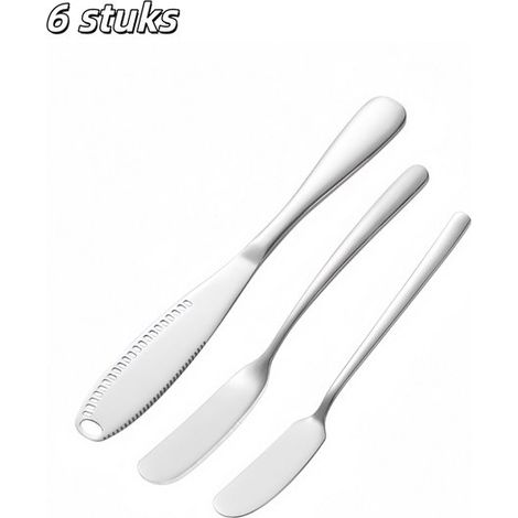 pièces - Couteau à pain - Couteau à beurre - Acier inoxydable - Long manche, épaissi - Pour étaler le beurre de cacahuète, le fromage, la confiture sur le pain - Argent (1/5)