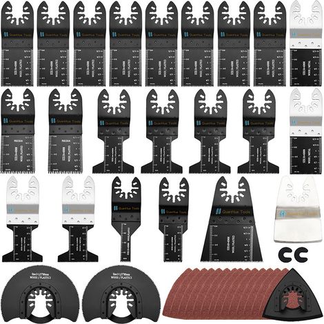 Lames de scie multi-outils 41 pièces, outil oscillant avec papier de verre, accessoires d'outils multifonctions pour bois, métal, clous, pierre, carrelage, mortier, adhésif, peinture