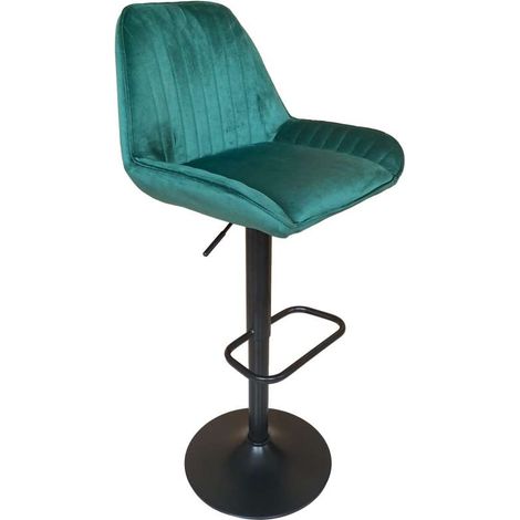 Pack de 2 taburetes regulables modelo Monet tapizado en tela velvet verde, 54cm(ancho ) 88-108cm(altura) 48cm(fondo) (1/3)