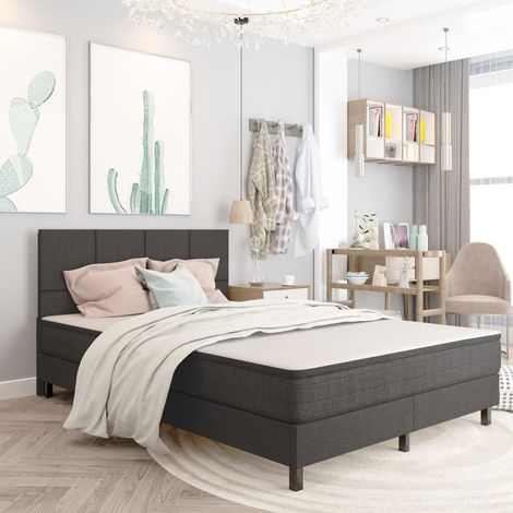 Sommier tapissier Montage Facile pour Cadre de lit - Gris foncé Tissu 140x200 cm Chic-422641