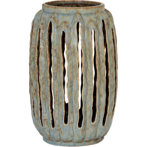Capella Tall Lantern Candle Holder - Ceramic - L20 x W20 x H32 cm - Grey