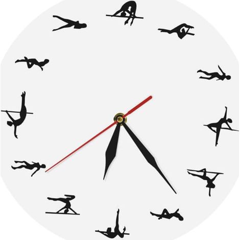 Horloge Murale Blanche Imprimée Motif Pole Dance Affichage Heure Silencieux Décoration Simple pour Maison Bureau (1/5)