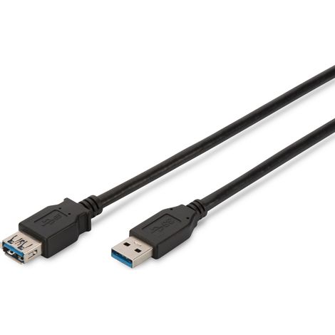 DIGITUS Câble d'extension USB 3.1 Gen.1 SuperSpeed 5 Gbit/s USB A/USB A M/F Noir 1,8 m (1/2)