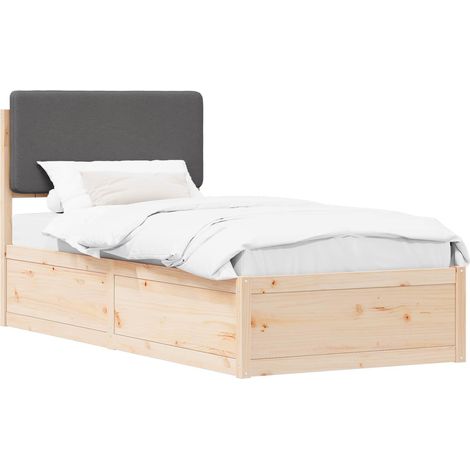 Bed Frame with Upholstered Headboard Dark Grey 90 x 200 cm vidaXL