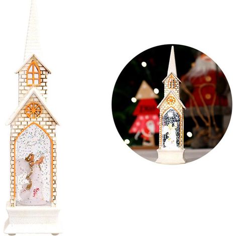Lanternes de Noël style église pour table, décoration lumineuse lampe ornement de Noël pour étagère (1/5)