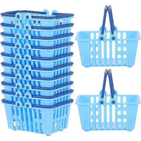 Set mit 12 Mini-Einkaufskörben, Mini-Häuschen, Dekoration, Spielzeug für Kinder – 6,5 x 4,5 x 3,5 cm – Blau (1/4)