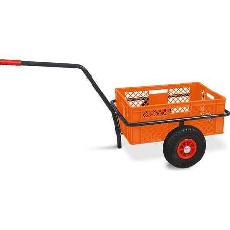 BRB Handwagen mit Kunststoffkorb H 240 mm, LxBxH 1250x640x660 mm, Tragkraft 200 kg (orange)