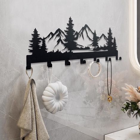 Porte-clés en métal, crochets muraux pour clés, porte-clés à 7 crochets, idéal pour la cuisine, l'entrée, le couloir, la chambre ou la porte d'entrée. (1/4)