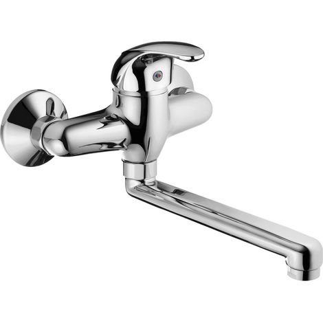 Schläfer 35804080 Miscelatore Lavello a Parete in Ottone per Bagno, Cucina, Lavatoio Lavanderia Rubinetto con Canna Girevole Cromo compatibile modello Palazzani. (1/5)