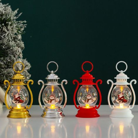 Lot de 4 Lanternes LED de Noël légères, fonctionnant sur batterie, pour décoration intérieure et extérieure, cadeau de Noël (1/4)