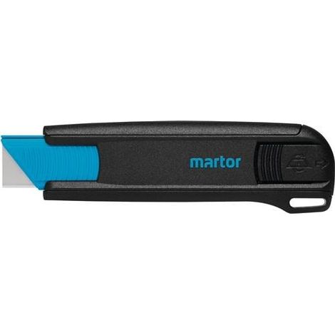 MARTOR Coltello di sicurezza con rientro lama, SECUNORM 175, cutter professionale, taglierino per cartone, piccolo, plastica, per destrorsi e mancini, certificato GS