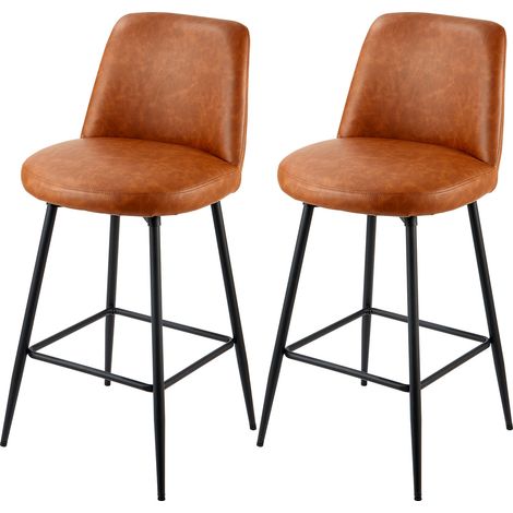 Mophorn Barhocker Thekenhocker 2er-Set (98 cm hoch) mit Rückenlehne & stabilem Metallrahmen, Bistrostuhl (136,1 kg Tragfähigkeit) für Küche, Esszimmer, Kücheninsel oder Bar, Küchenhocker Braun (1/5)