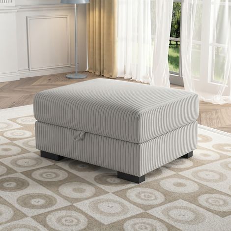 JOOKGBD-Repose-pieds de canapé,ottoman,pouf de rangement,tabouret rembourré,boîte de rangement,pour salon chambre,tissu côtelé,gris (1/5)