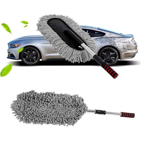 Plumero de microfibra para coche y hogar. Plumero multiusos: mango extensible largo e irrompible. (1/4)
