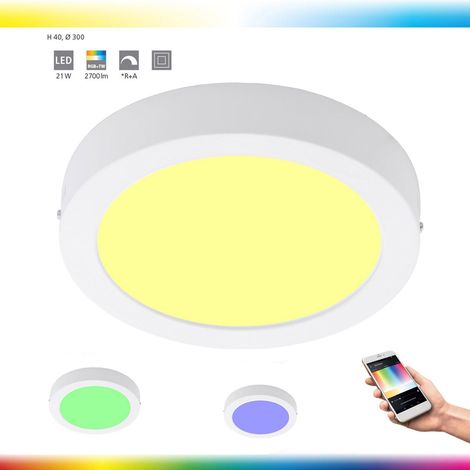 Plafonnier panneau LED EGLO 33208 Crosslink FUEVA-C blanc H : 4 cm Ø : 30 cm dimmable 2700-6500K avec fonction Connect (1/5)