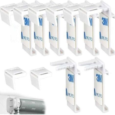 16 Pièces Ensemble pour Store Enrouleur Kit, Plastique, sans Perçage Pièces de Rechange pour Fenêtre en Bois, Battant de Porte, Tringles à Rideaux, Suspension de Stores à Double Rouleau