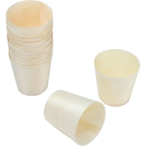 Lot de 15 gobelets de dégustation jetables en bois décorés, légers et parfaits pour les desserts à domicile, les bars et les restaurants. (1/5)