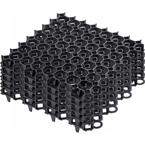KADAX Rasengitter aus Kunststoff, Rasenschutzgitter, 50x50cm, Schwarz, 4 Stück