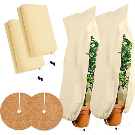 2 Stück Outdoor-Pflanzen-Winterabdeckung, 80 x 120 cm, Outdoor-Pflanzen-Wintersegel, atmungsaktiv, wiederverwendbar, Wintersegel, Wintersegel für Baum, Palme, Balkon (1/5)
