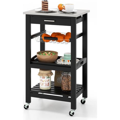 Rolling Kitchen Storage Trolley Cart Cupboard Island Stainless Steel Counter Top (1/5)