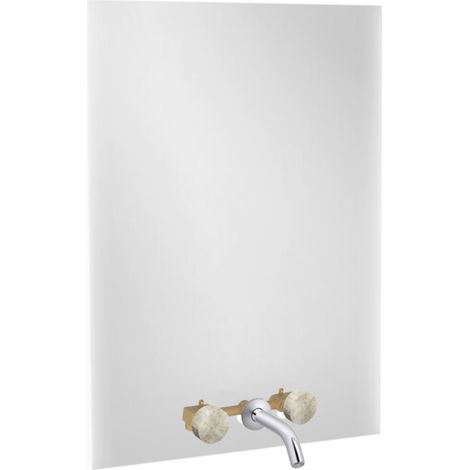 Espejo 3 agujeros 60 cm + mezclador de lavabo 3 agujeros empotrado JACOB DELAFON Grands Boulevards suavidad mineral y cromo