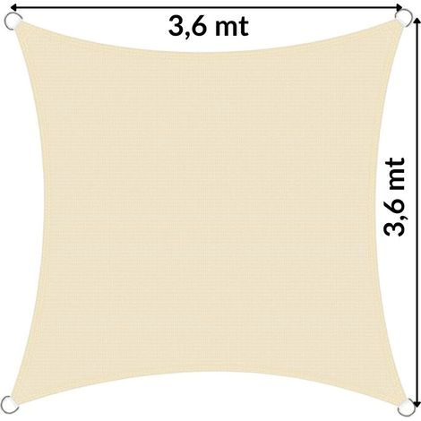 Tenda a Vela Ombreggiante Cilvani Triangolare e Quadrata varie misure - MISURA: QUADRATA 3.6x3.6