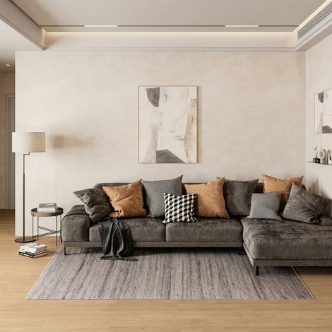 Kilim moderne Tapis Toska - Tapis en laine - 200x150cm, Rectangular - 100% Laine vierge - Tissé main - Gris