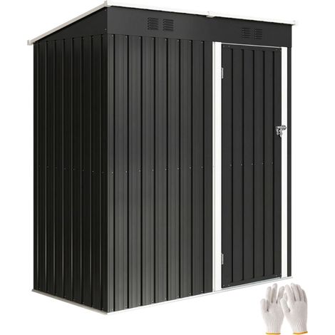 Abri de Jardin et al Adossable 2 Grilles d'Aération Toit Incliné Anti-UV 163x90x179cm gris Anthracite